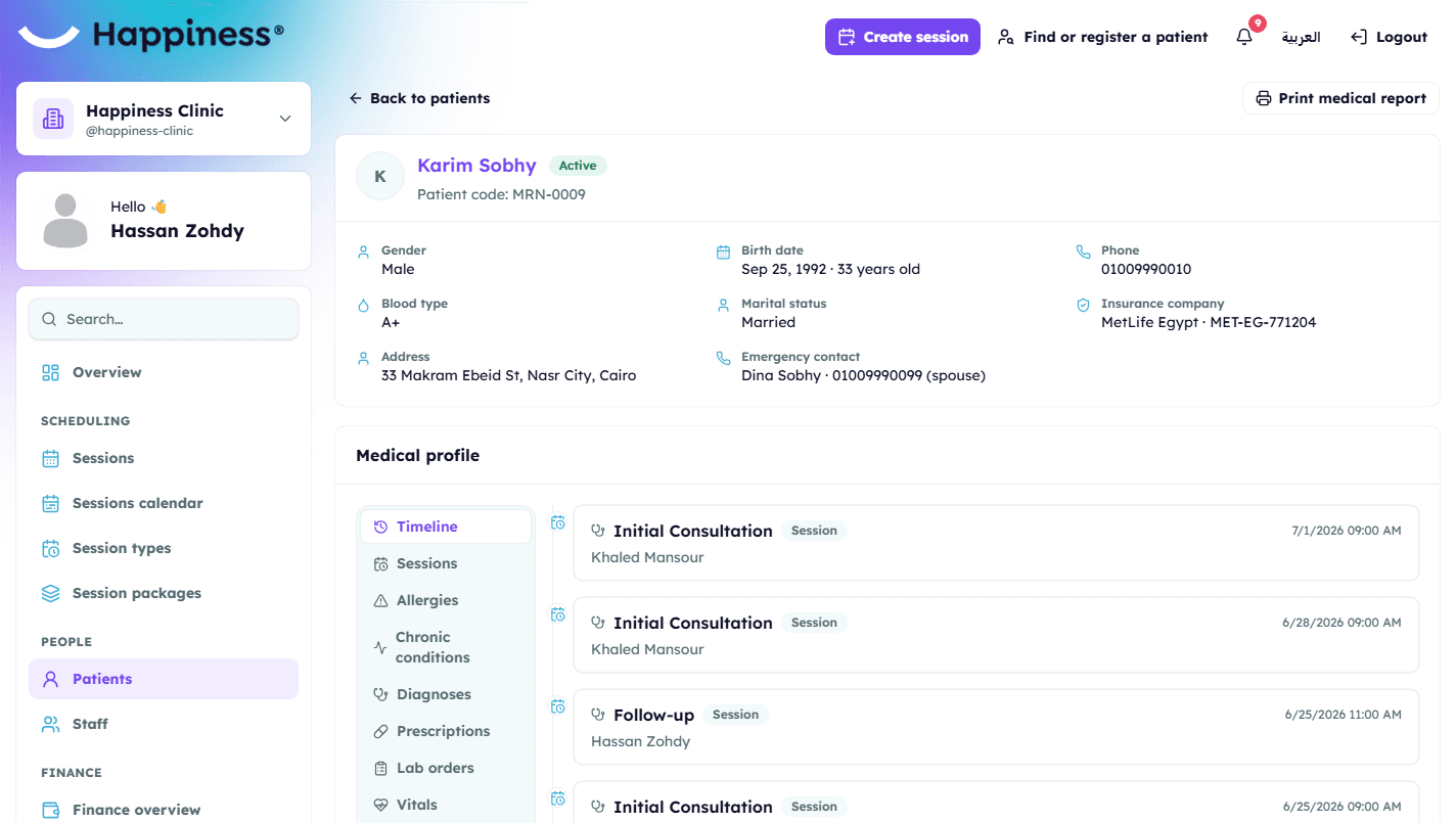Patient medical profile with the full history